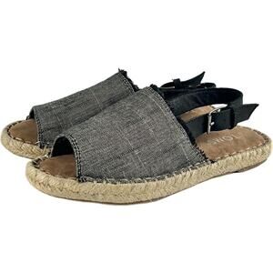 TOMS‎ Espadrille Clara Black Slub Chambray with Leather